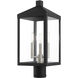Nyack 3 Light 20 inch Black with Brushed Nickel Cluster Outdoor Post Top Lantern