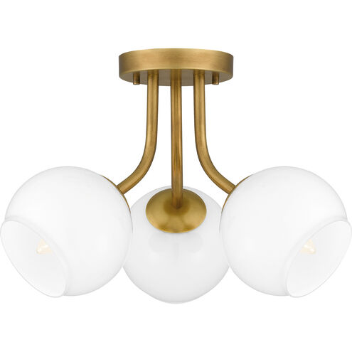 Oberlin 3 Light 16 inch Weathered Brass Semi-Flush Mount Ceiling Light