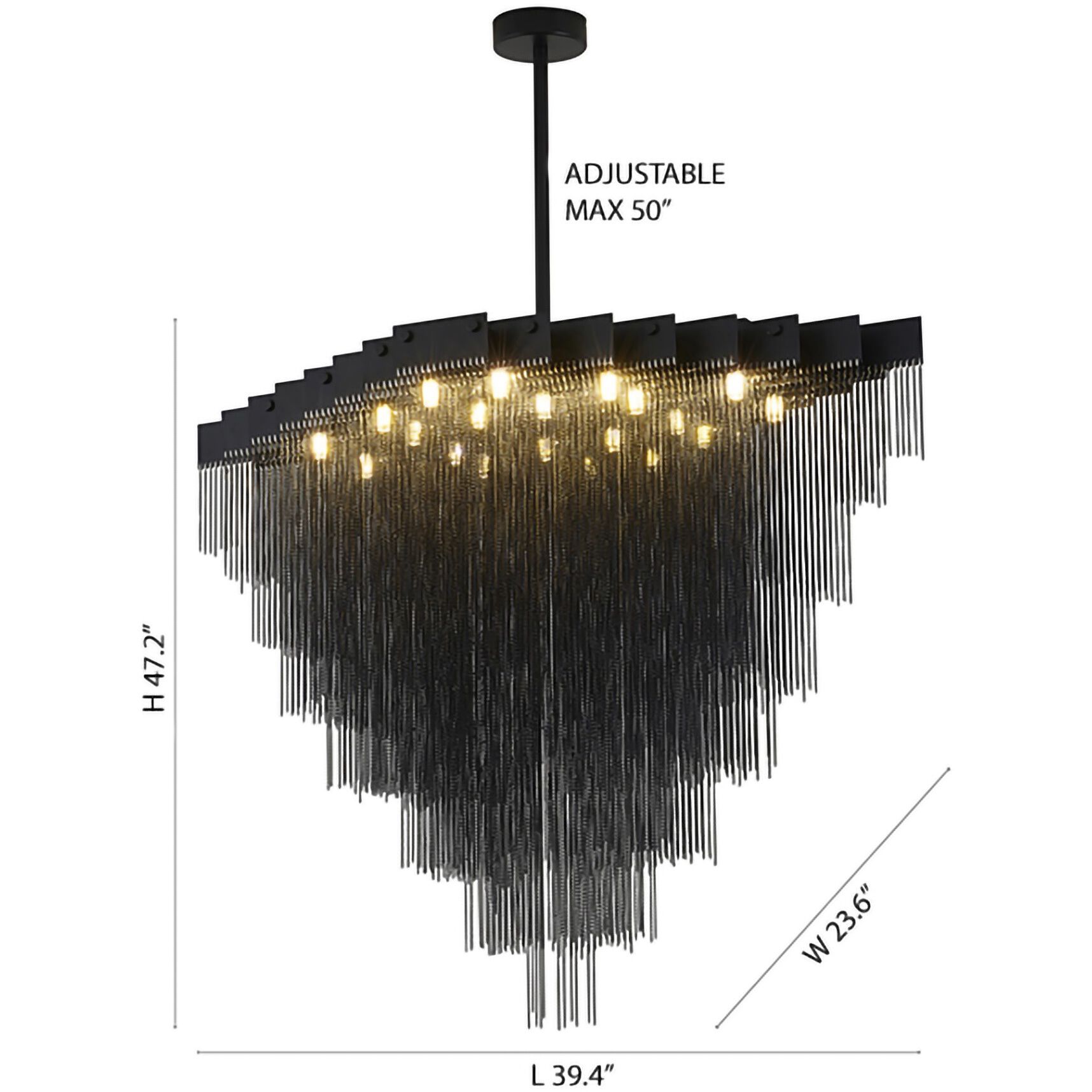 IMG Series 20 Light 23.6 inch Satin Black Chandelier Ceiling Light