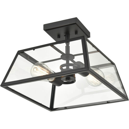 Grant 2 Light 13 inch Powder Coated Black Outdoor Flushmount