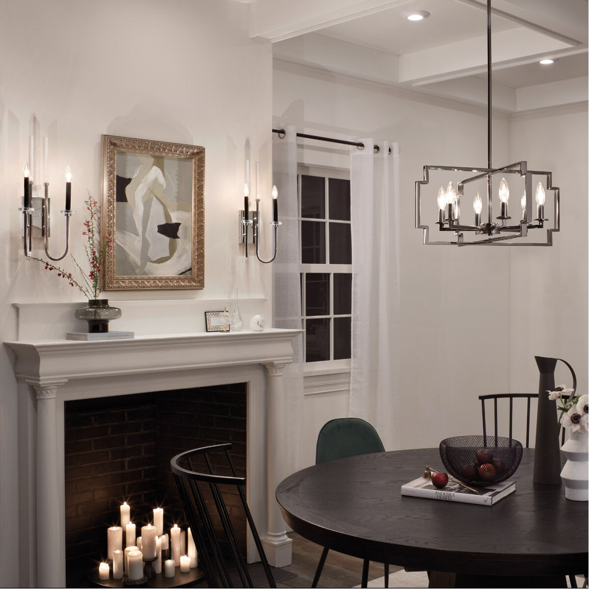 Downtown Deco 6 Light 22 inch Midnight Chrome Chandelier/Semi Flush Ceiling Light