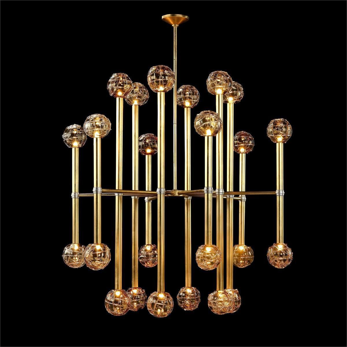 Fiamma 24 Light 43 inch Gold Leaf with Silver Leaf Chandelier Ceiling Light