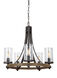 Lanesnoro 5 Light 24 inch Distressed Weathered Oak and Slated Grey Metal Chandelier Ceiling Light
