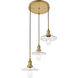 Waltz 3 Light 19 inch Brass Pendant Ceiling Light