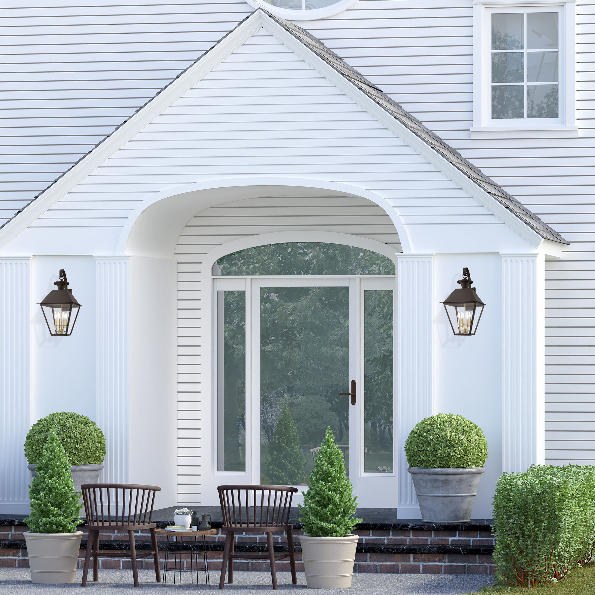 Wentworth 4 Light 28 inch Bronze with Antique Brass Finish Cluster Outdoor Extra Wall Lantern, Extra Large