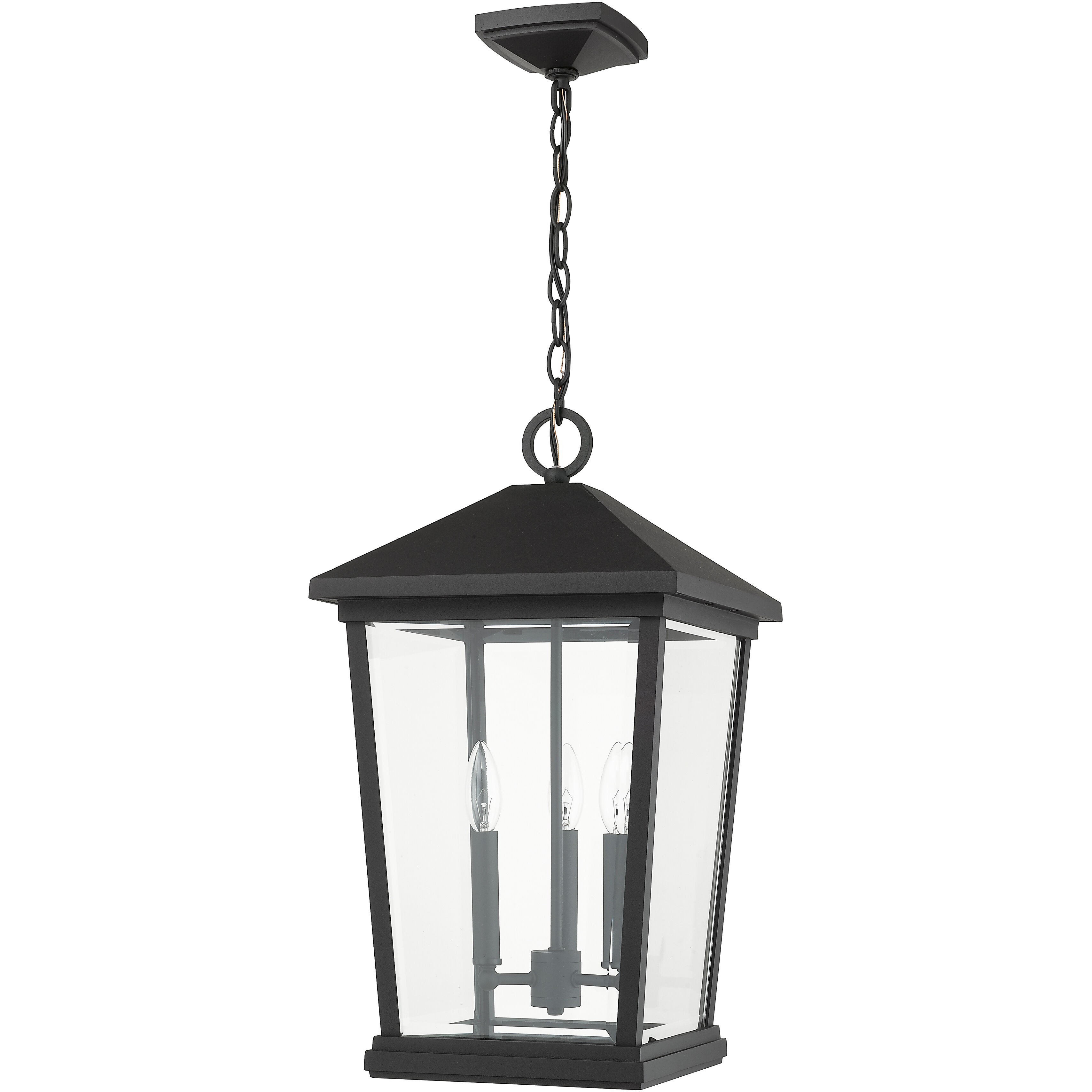 Beacon 3 Light 12 inch Black Outdoor Chain Mount Ceiling Fixture
