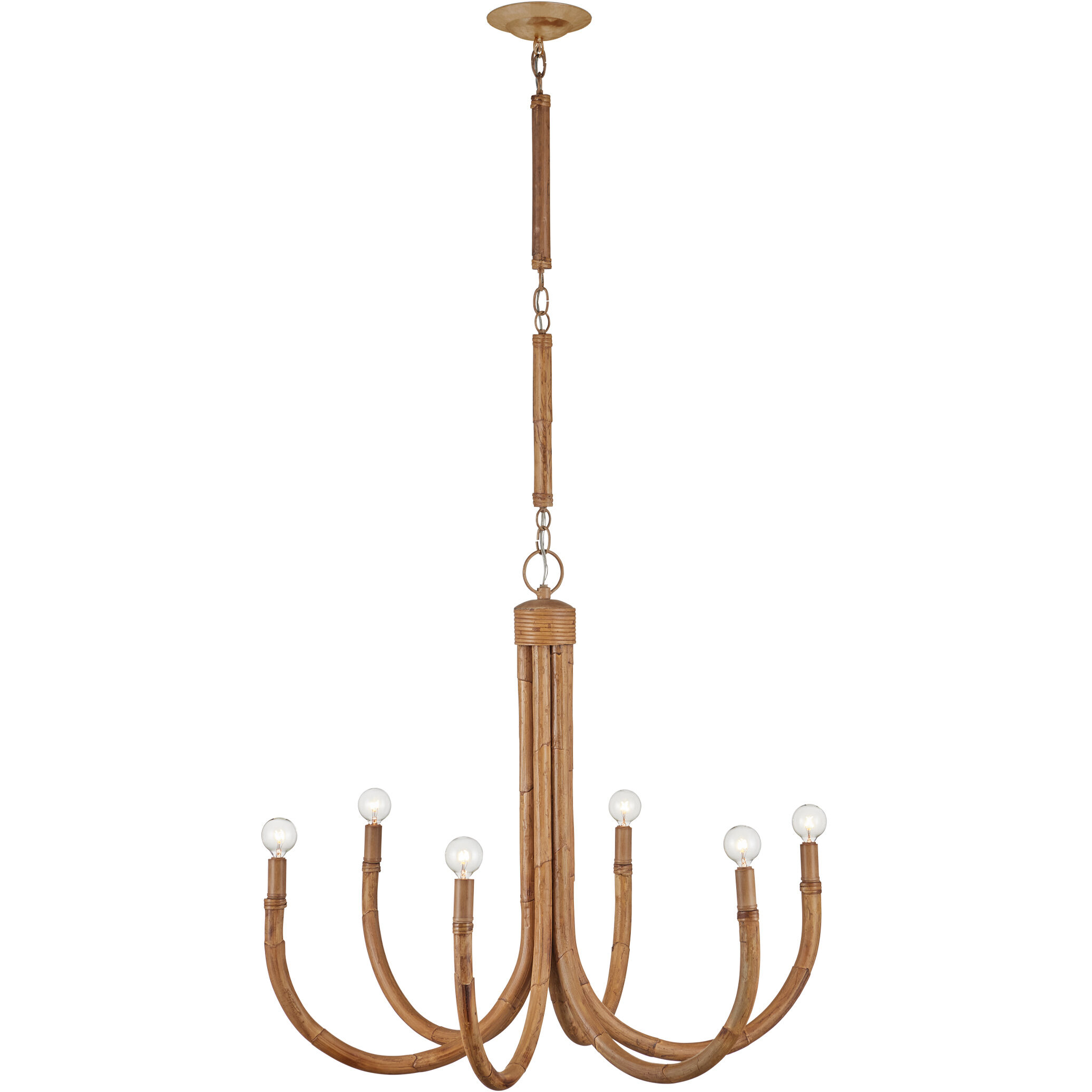 Samsara 6 Light 31.5 inch Natural/Saddle Tan Chandelier Ceiling Light, Small