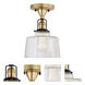 Nob Hill 1 Light 7 inch Satin Brass and Black Flush Ceiling Mount Ceiling Light