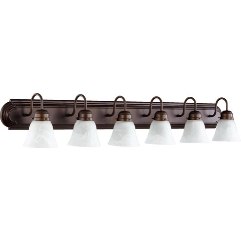 Fort Worth 6 Light 48 inch Oiled Bronze with Faux Alabaster Vanity Light Wall Light