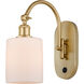 Ballston Cobbleskill LED 5.3 inch Satin Gold Sconce Wall Light in Matte White Glass