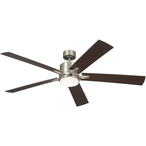 Lucian 60 inch Brushed Nickel with Walnut/Silver Blades Ceiling Fan