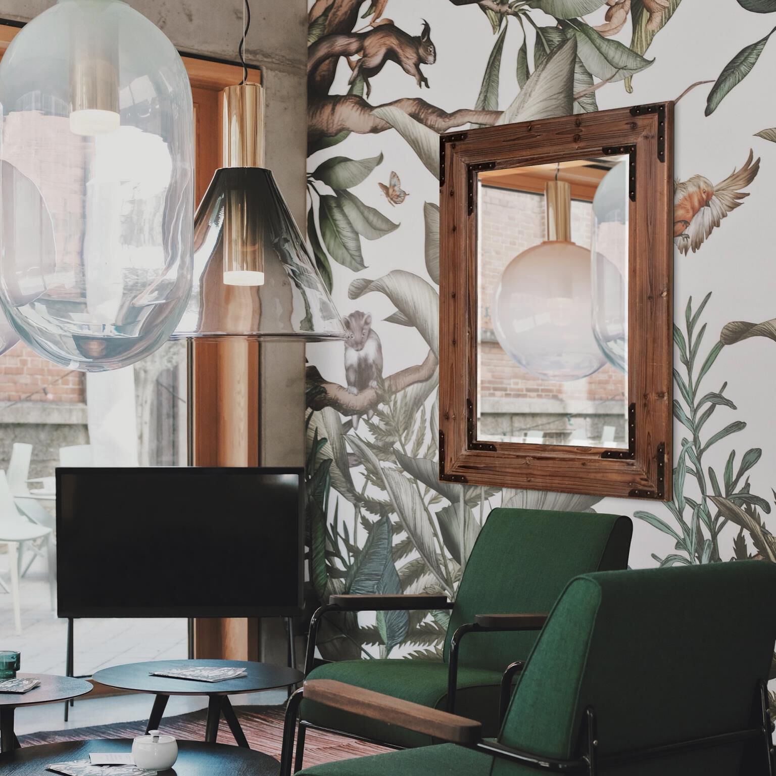 Caldwell 46 X 34 inch Wood and Iron Wall Mirror