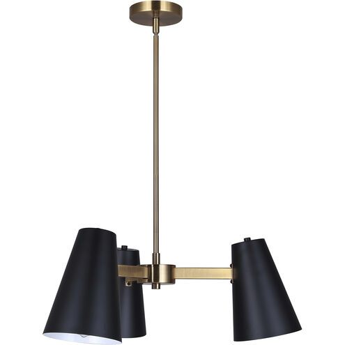 Harken 3 Light 23 inch Black/Gold Chandelier Ceiling Light
