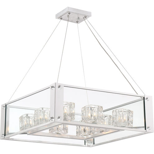 Cavern 8 Light 25 inch Silver Leaf with Clear Crystal Chandelier Ceiling Light
