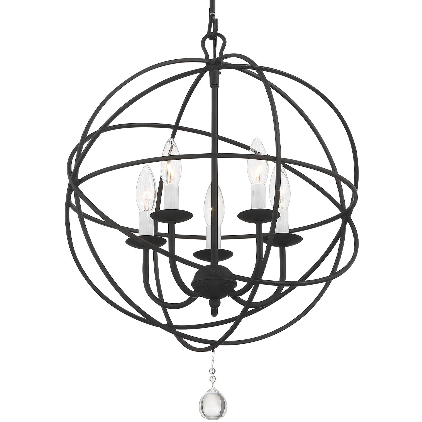 Solaris 5 Light 17 inch Black Mini Chandelier Ceiling Light