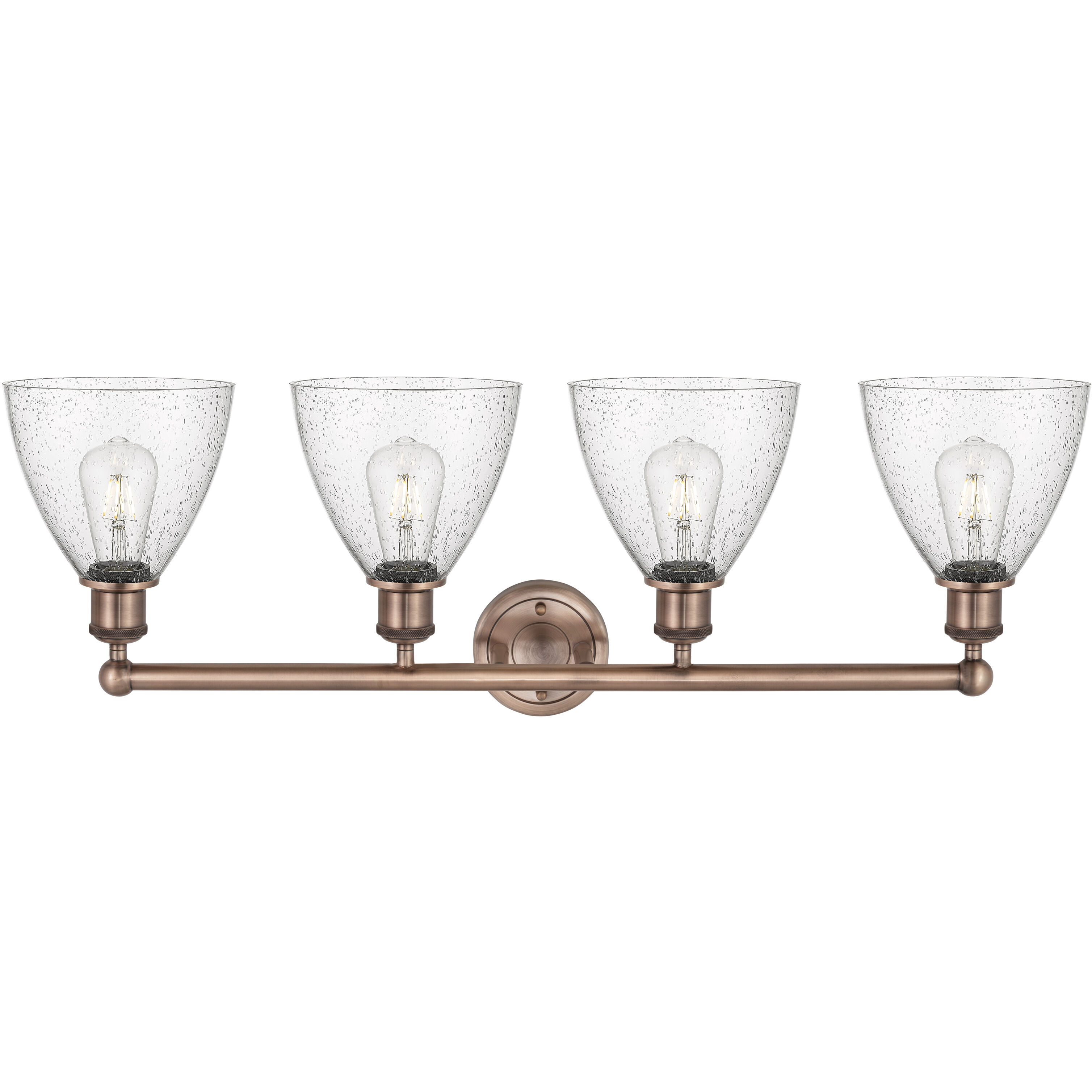 Bristol Glass 4 Light 34.5 inch Antique Copper Bath Vanity Light Wall Light in Seedy