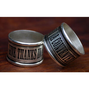 A Contented Mind Pewter Napkin Rings