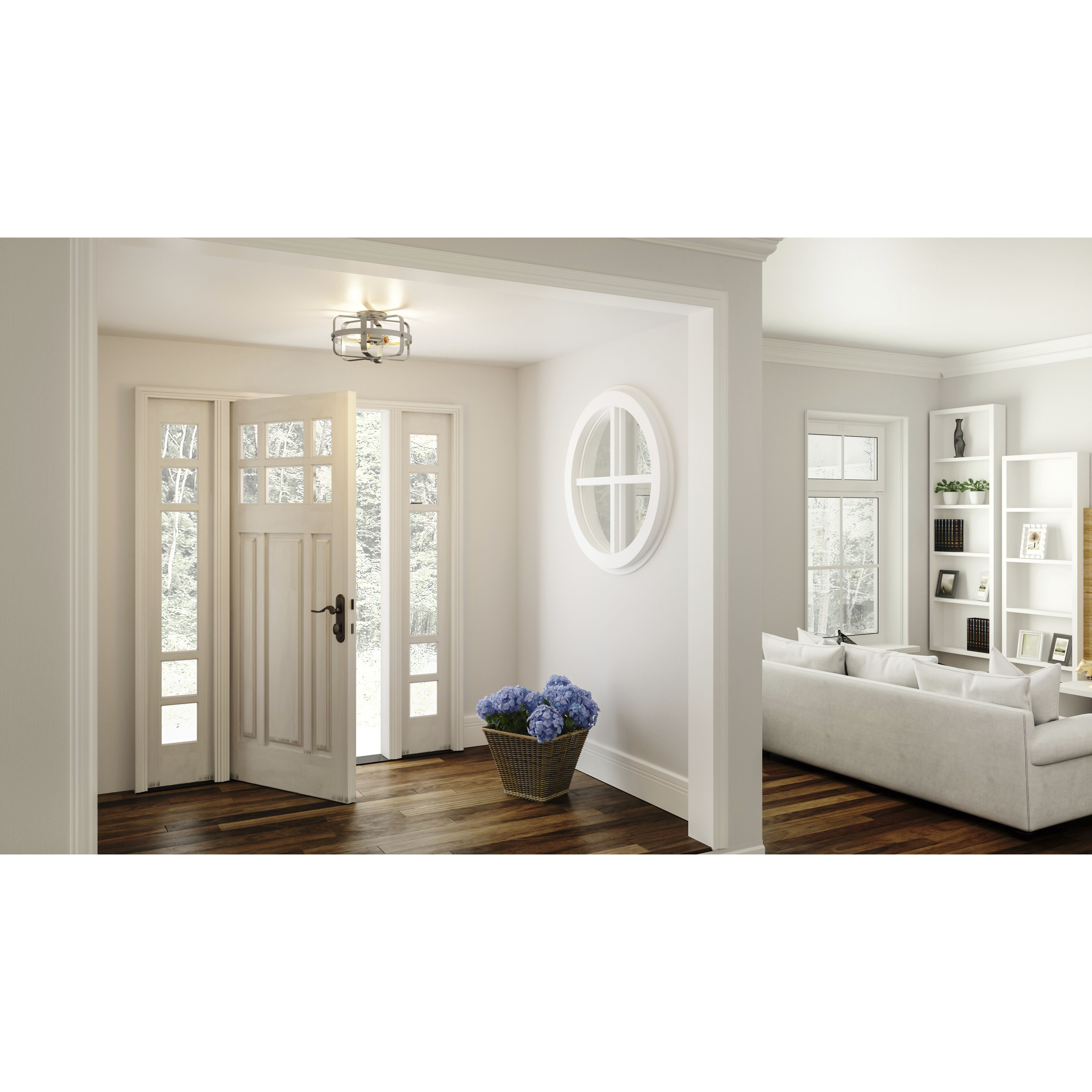 Manzel 3 Light 14 inch Brushed Nickel Flush Mount Ceiling Light