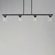 Scoop 4 Light 46 inch Black Linear Pendant Ceiling Light in Clear