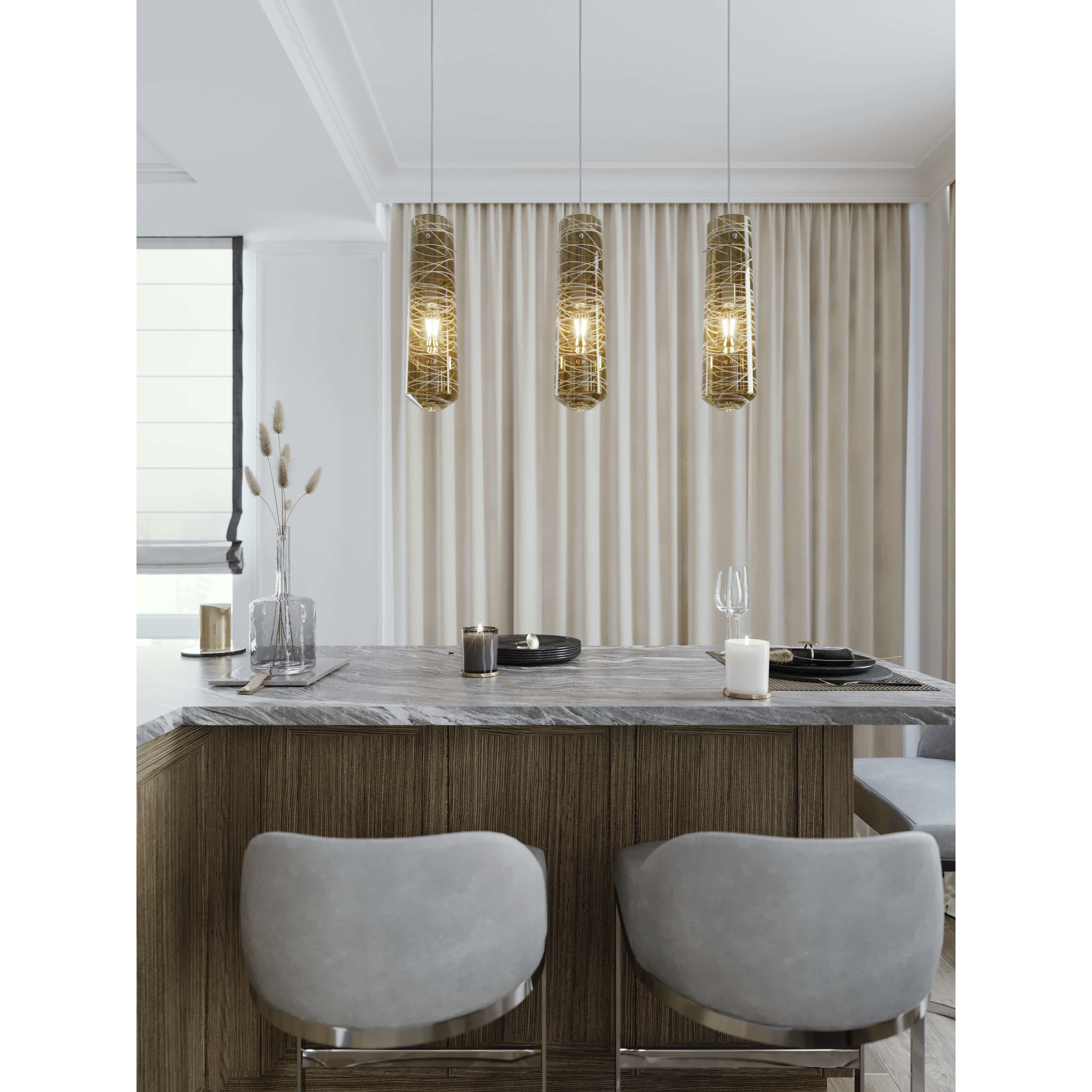 Spun 3 Light 41 inch Satin Nickel Linear Pendant Ceiling Light