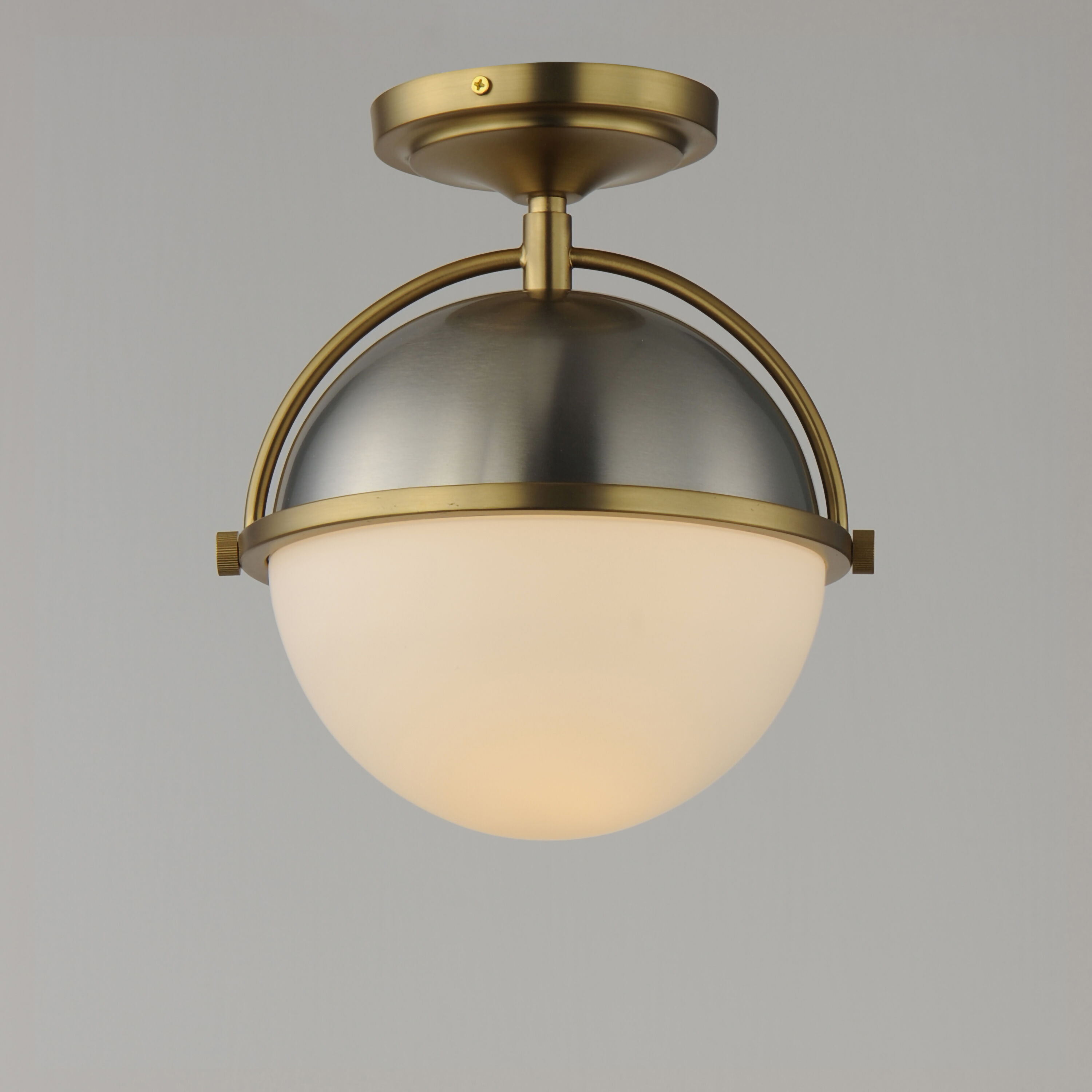 Duke 1 Light 9.5 inch Satin Nickel and Satin Brass Semi-Flush Mount Ceiling Light