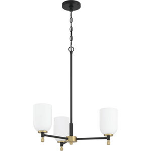 Council 3 Light 22 inch Flat Black/Satin Brass Chandelier Ceiling Light