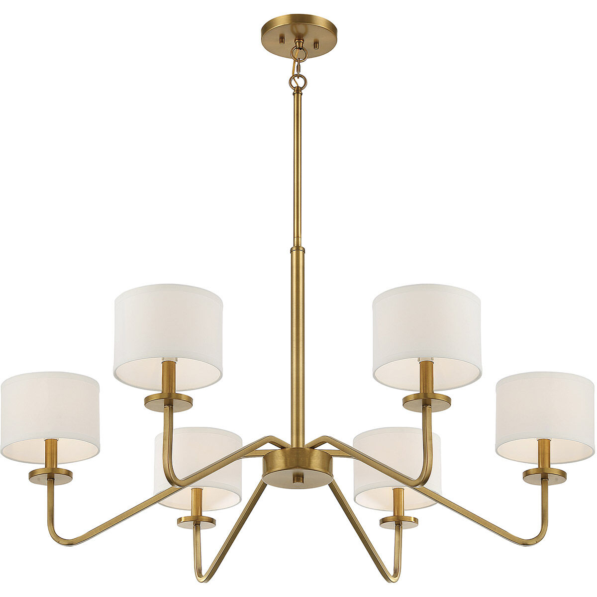 Transitional 6 Light 42 inch Natural Brass Chandelier Ceiling Light