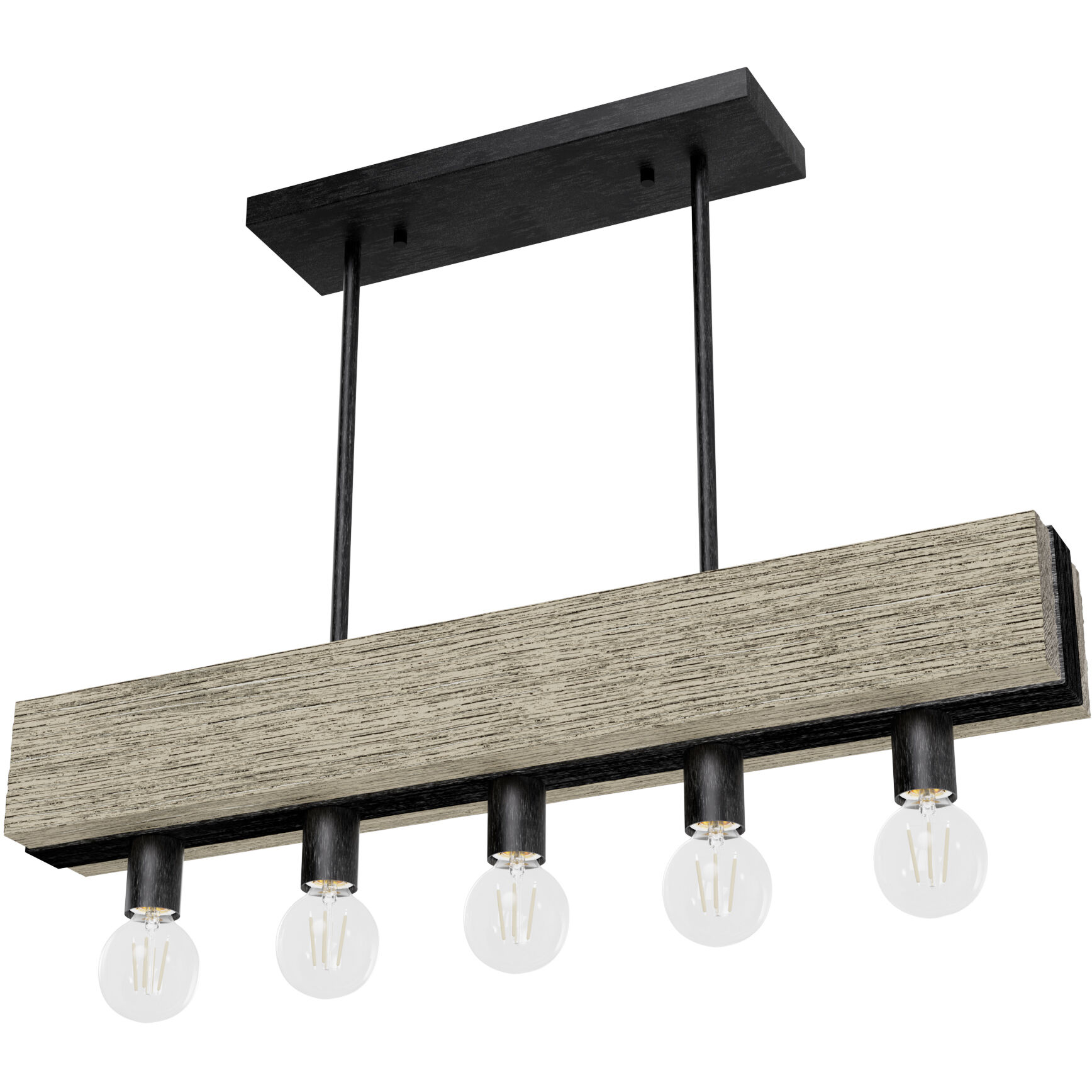 Donelson 5 Light 30 inch Rustic Iron and Barnwood Linear Chandelier Ceiling Light, Small