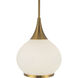 Alora Mood Hazel Pendant Ceiling Light in Aged Gold, Matte Opal Glass