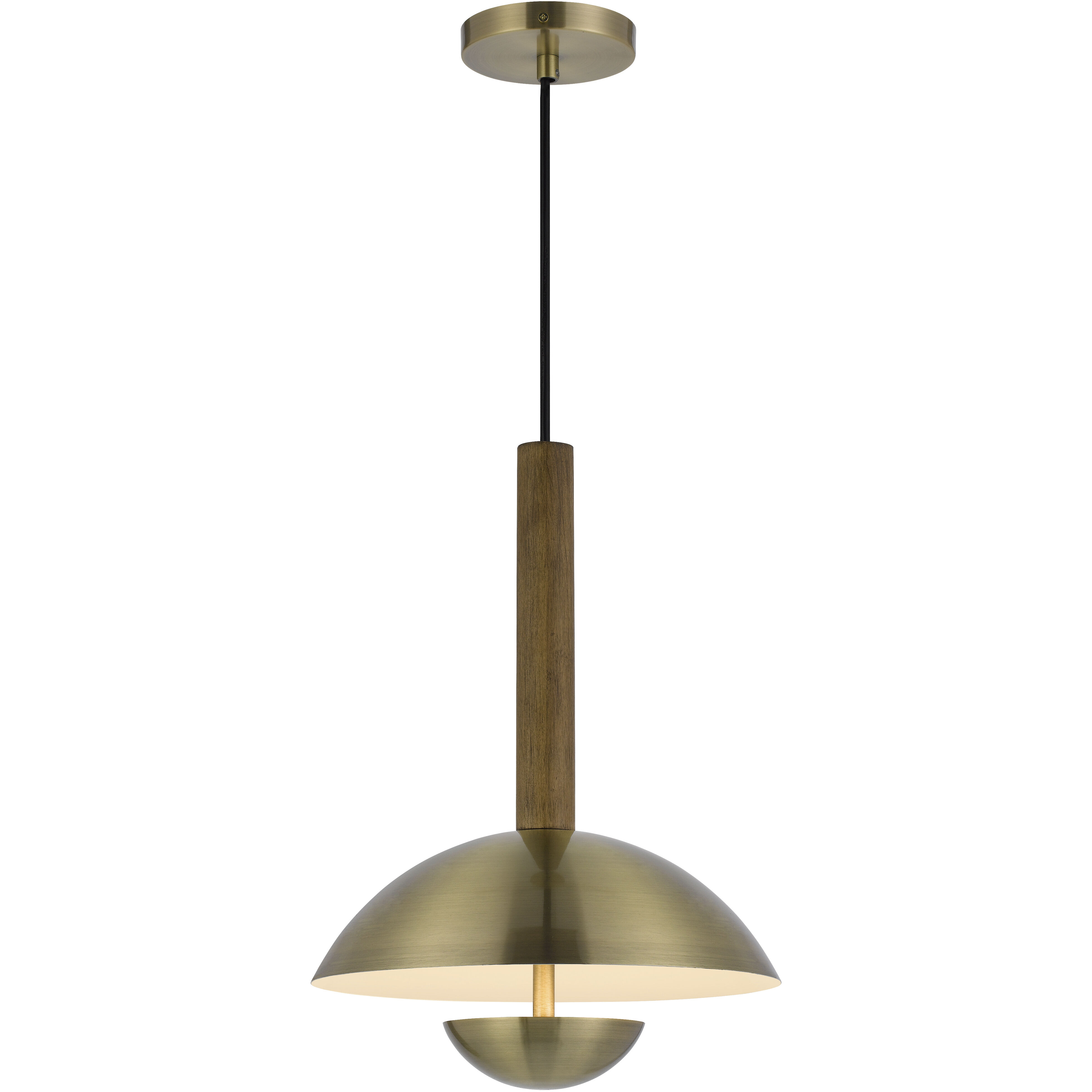 Lakeland LED 12 inch Antique Brass and Wood Pendant Ceiling Light