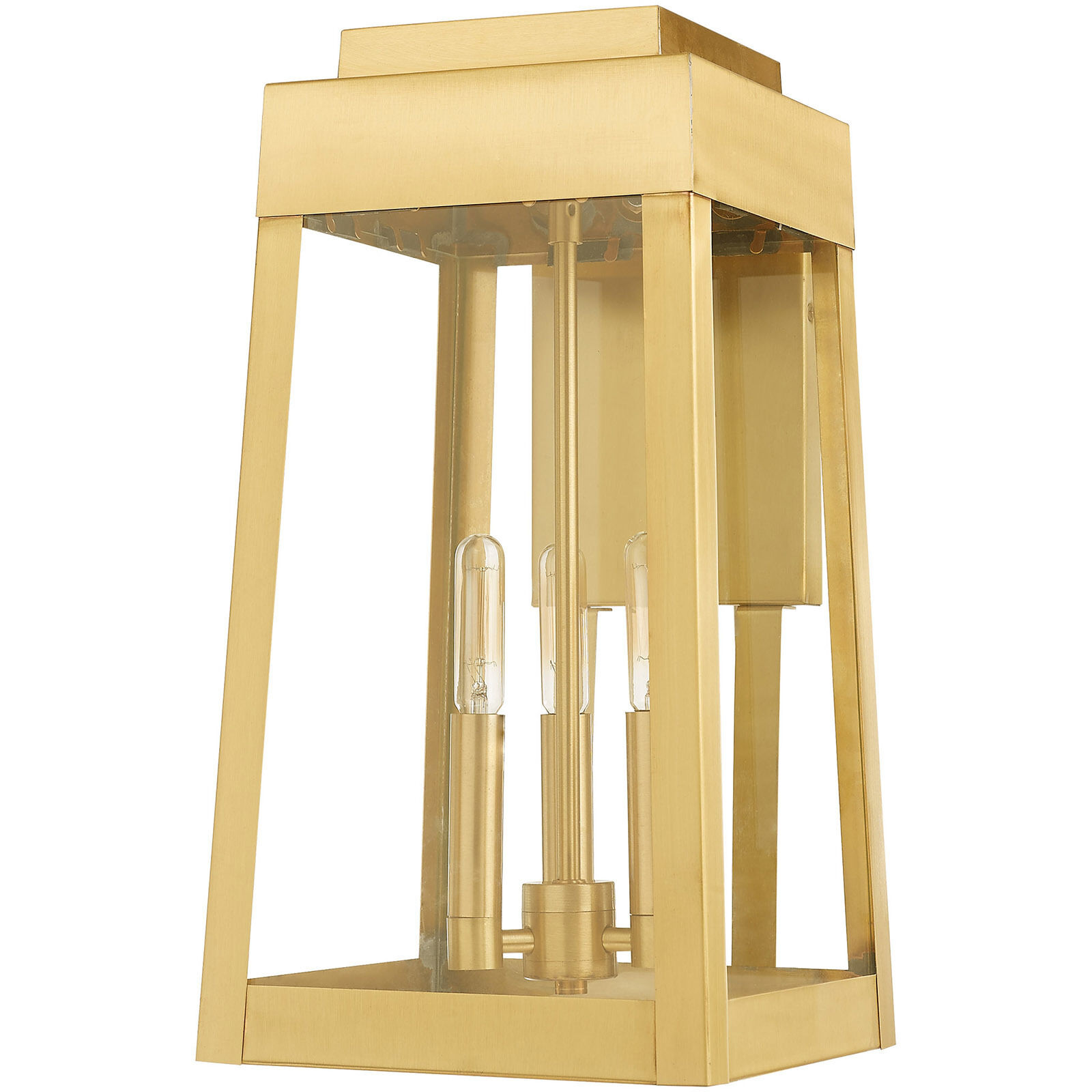 Oslo 3 Light 16 inch Satin Brass Outdoor Wall Lantern