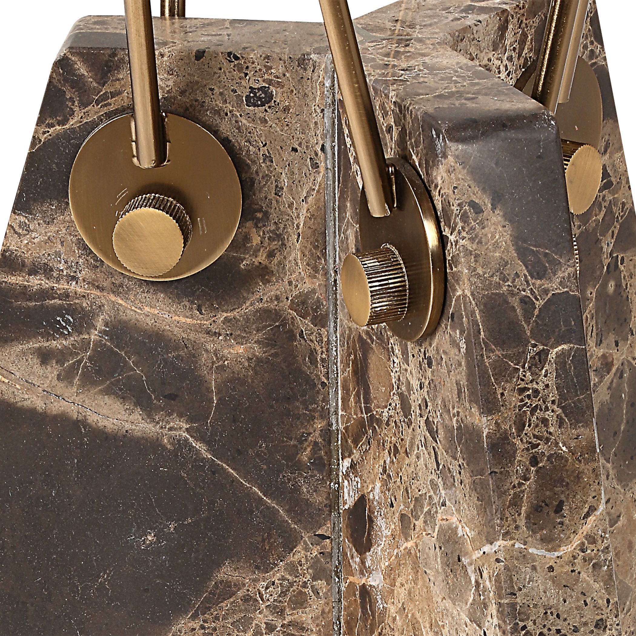 Levitate 23.25 X 16 inch Brown Marble and Brass Accent Table