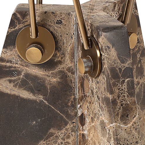 Levitate 23.25 X 16 inch Brown Marble and Brass Accent Table