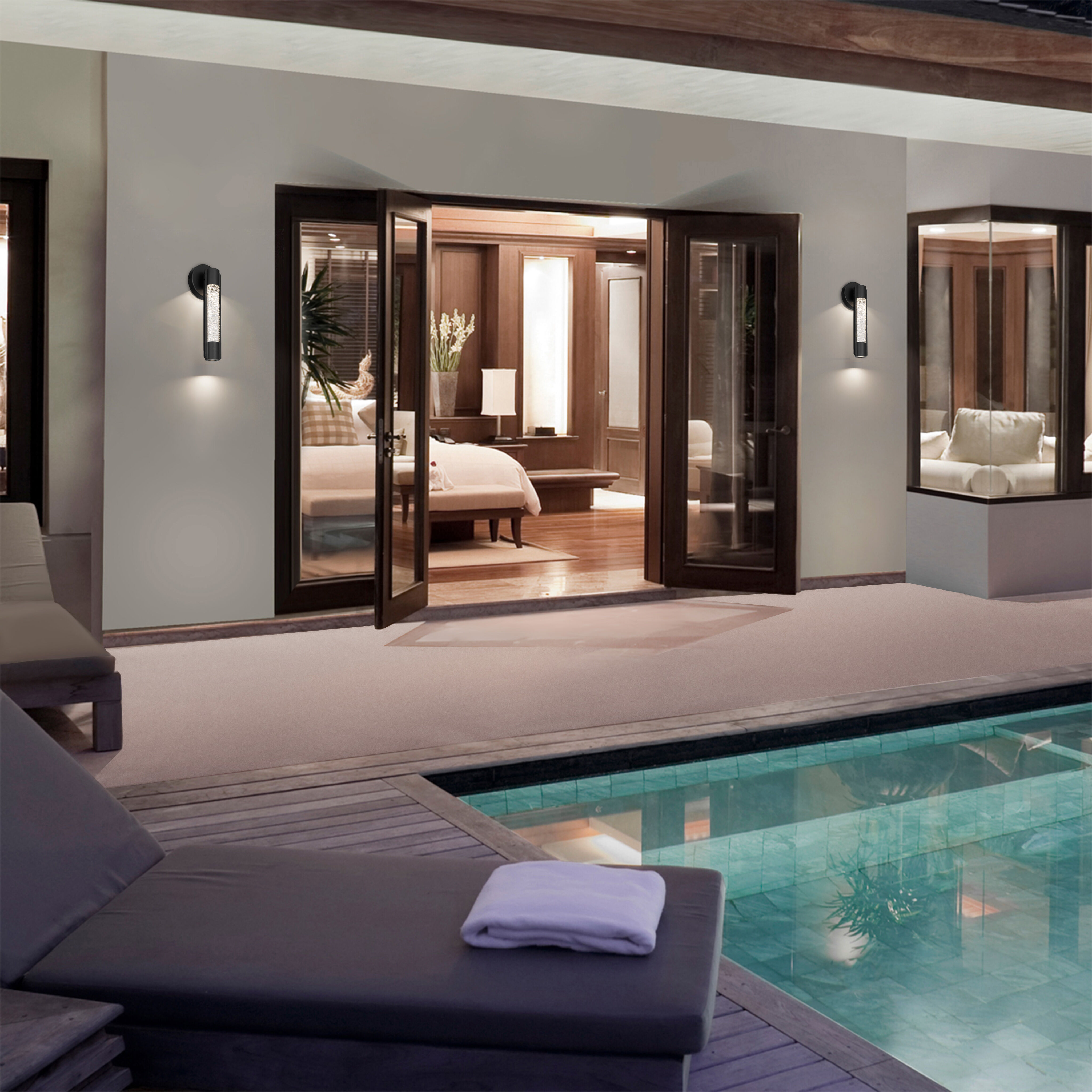 Tig LED 14 inch Sand Black Outdoor Wall Sconce