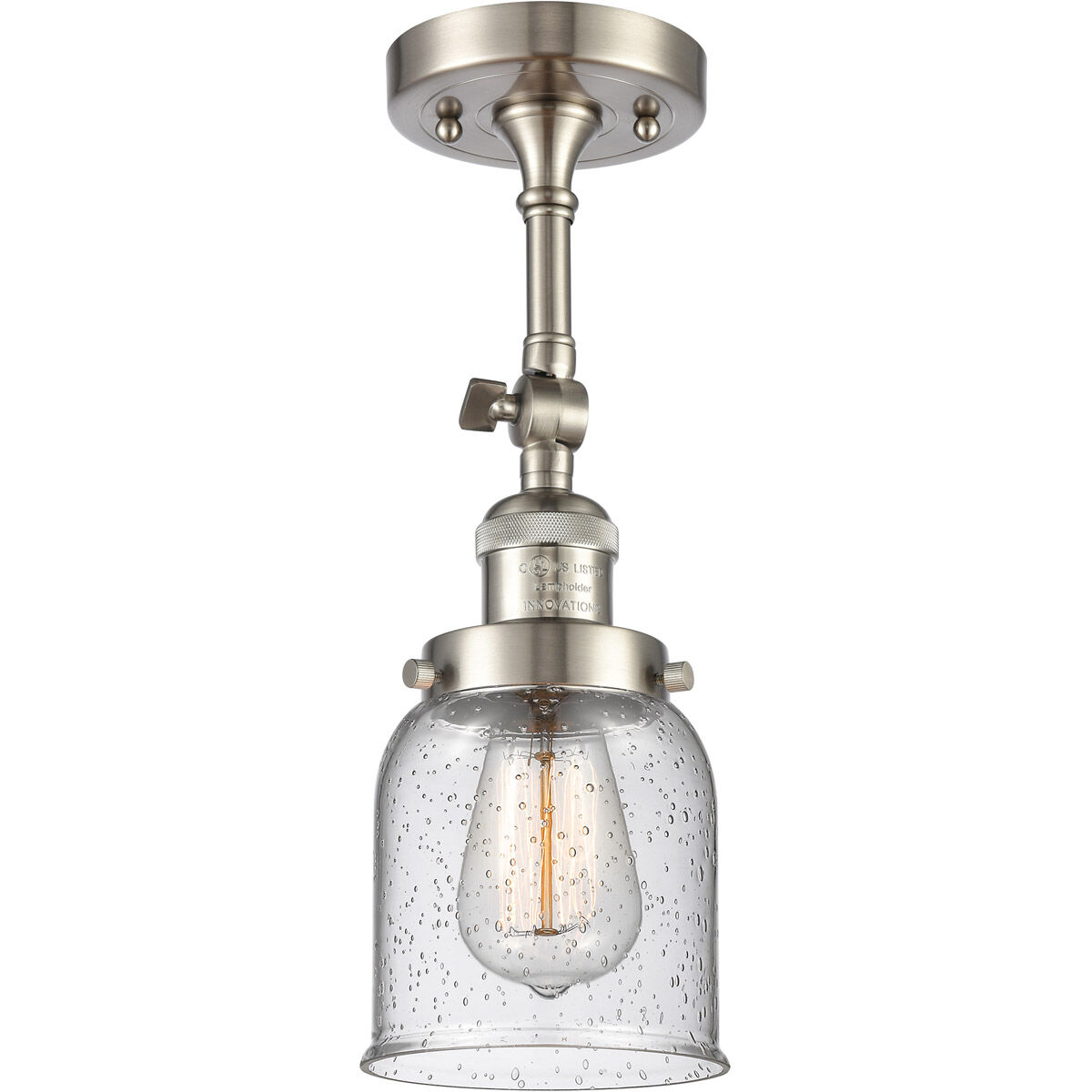 Franklin Restoration Small Bell 1 Light 5 inch Brushed Satin Nickel Sconce Wall Light in Seedy Glass, Franklin Restoration