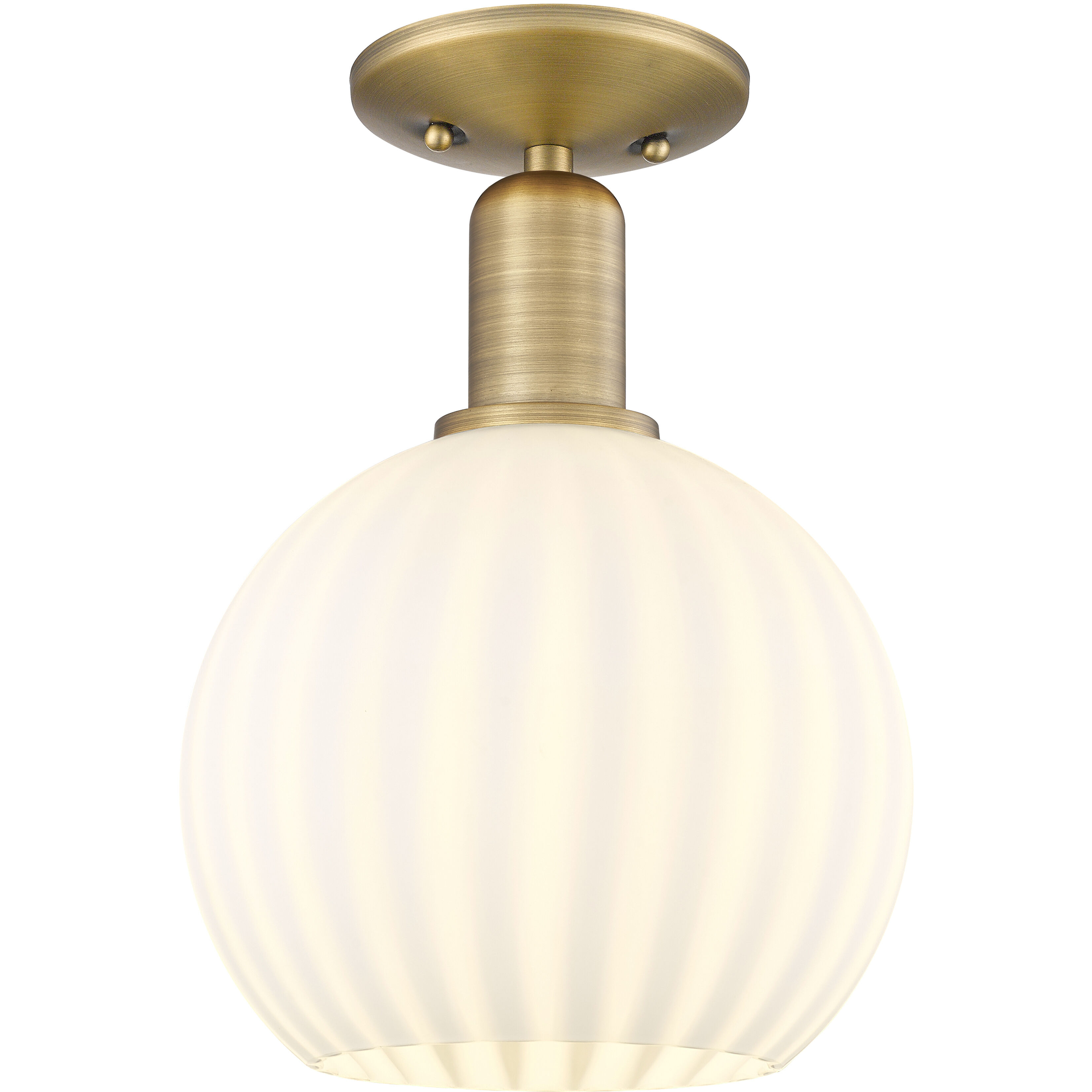 Arcadia White Venetian 1 Light 8 inch Brushed Brass Semi-Flush Mount Ceiling Light