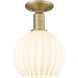 Arcadia White Venetian 1 Light 8 inch Brushed Brass Semi-Flush Mount Ceiling Light