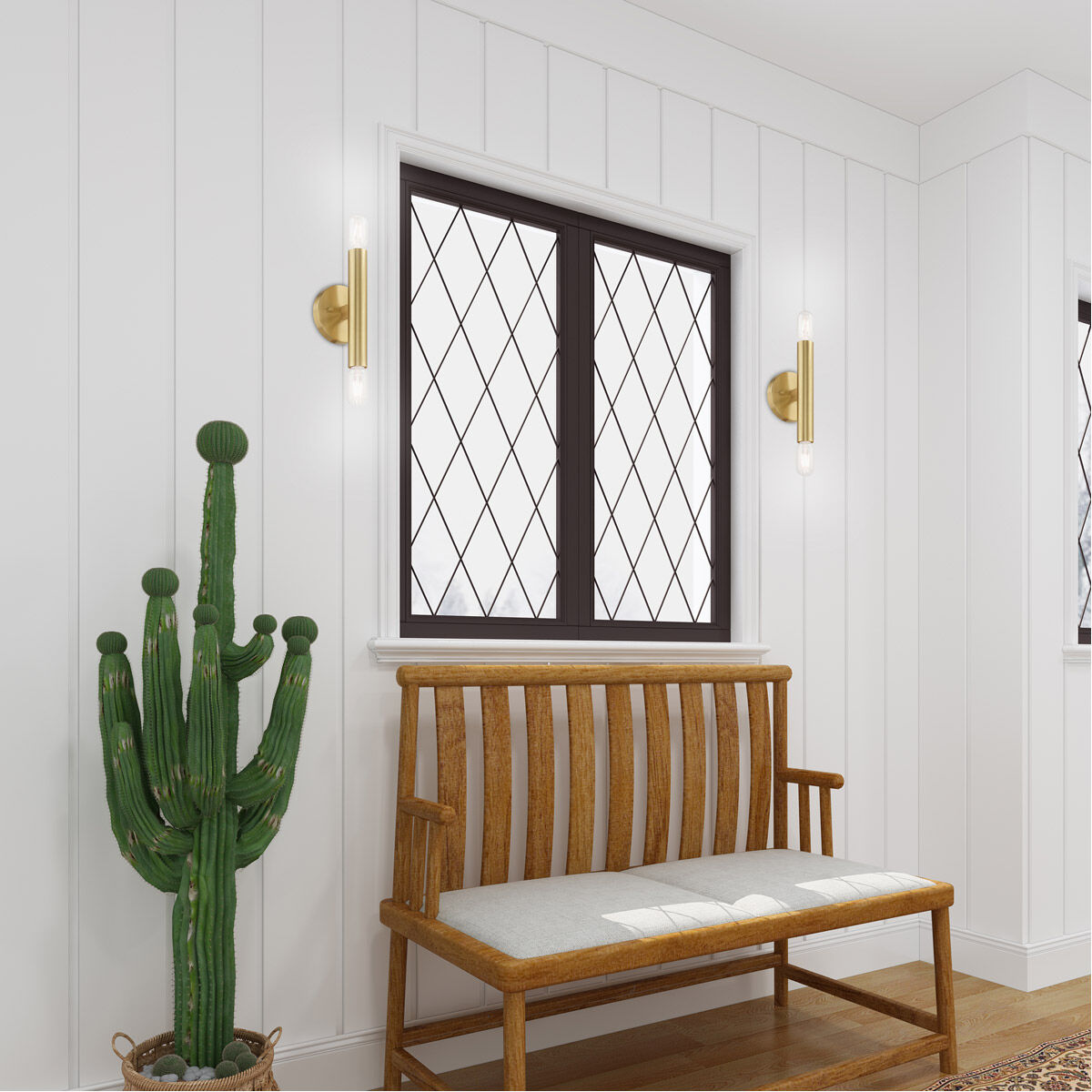 Copenhagen 2 Light 5 inch Satin Brass ADA ADA Wall Sconce Wall Light