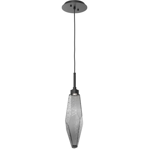 Rock Crystal LED 4.2 inch Matte Black Pendant Ceiling Light in 3000K LED, Chilled Smoke