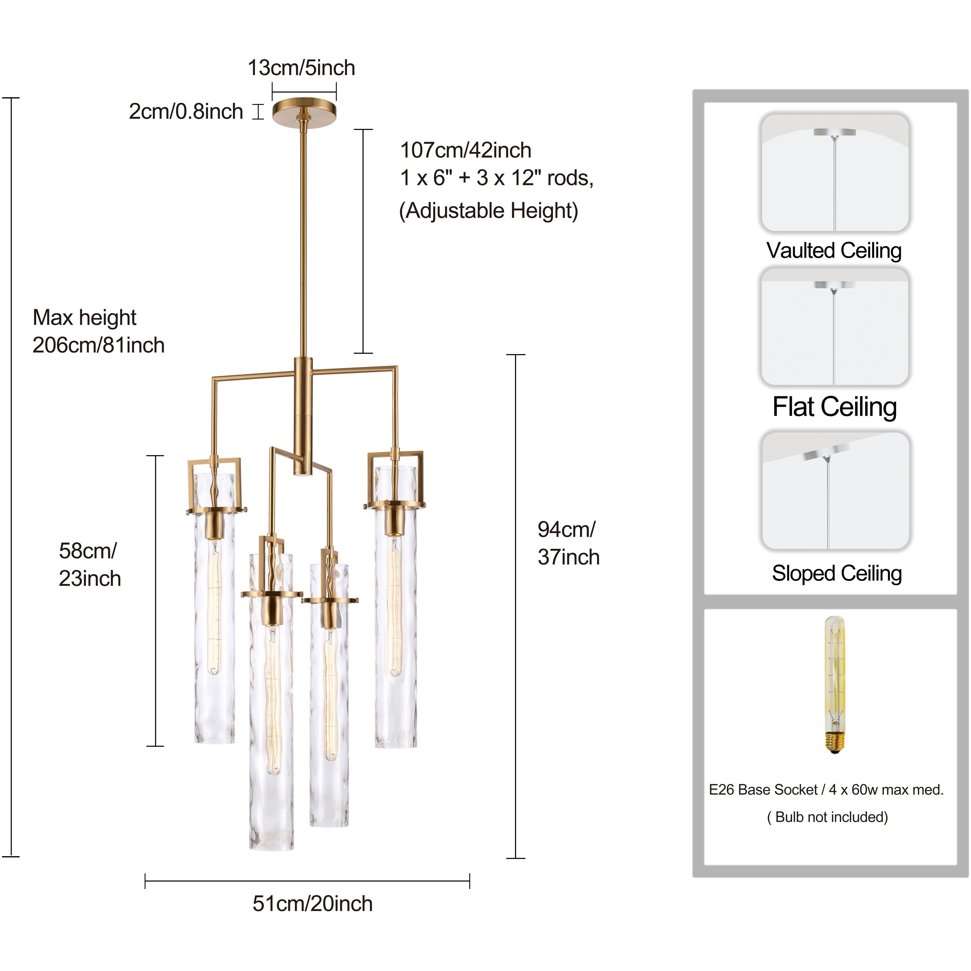 Jayden 4 Light 19.75 inch Lacquered Gold Chandelier Ceiling Light