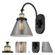 Franklin Restoration Cone 1 Light 8 inch Black Antique Brass Sconce Wall Light in Light Smoke Glass