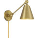Vintage 2 Light 6 inch Natural Brass Wall Sconce Wall Light