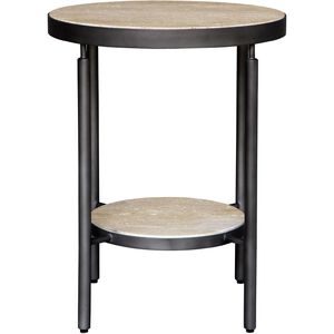 Dauntless 24 X 19 inch Travertine and Matte Black Side Table
