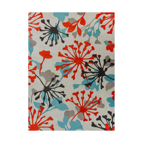 Cosmopolitan 132 X 96 inch Teal/Bright Orange/Ivory/Black/Medium Gray Rugs, Polyester