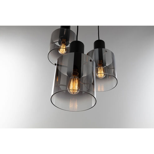 Henley LED 19.75 inch Satin Black and Smoke Glass Chandelier Ceiling Light