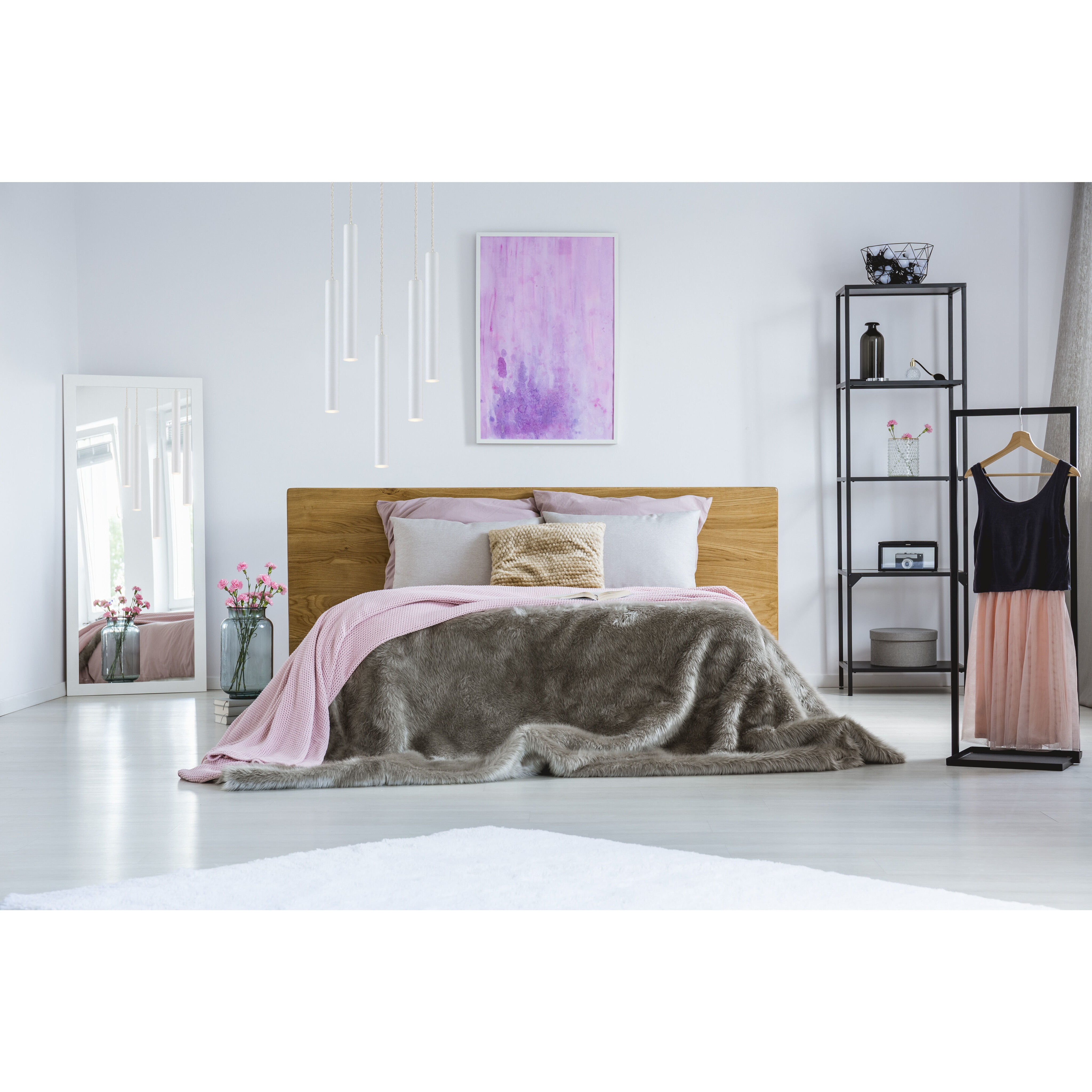 Forest LED 13.5 inch Chrome Chandelier Ceiling Light in 14, Matte White Steel