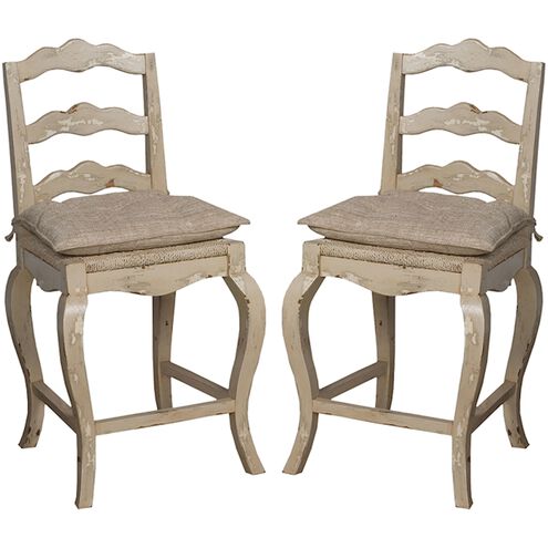 French Provencal 44 inch Antique Cream with Natural Bar Stool