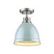 Duncan 1 Light 9 inch Pewter Flush Mount Ceiling Light in Seafoam, Damp