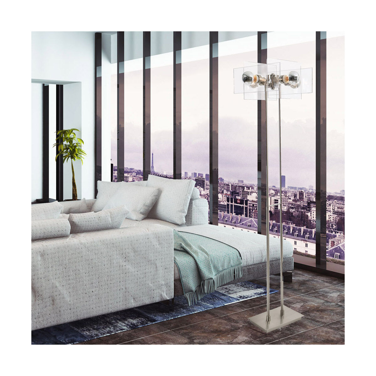 Mirage 69 inch 40 watt Brushed Nickel Floor Lamp Portable Light, The Vegas