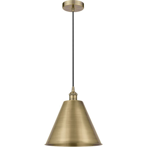 Edison Cone 1 Light 12 inch Antique Brass Mini Pendant Ceiling Light